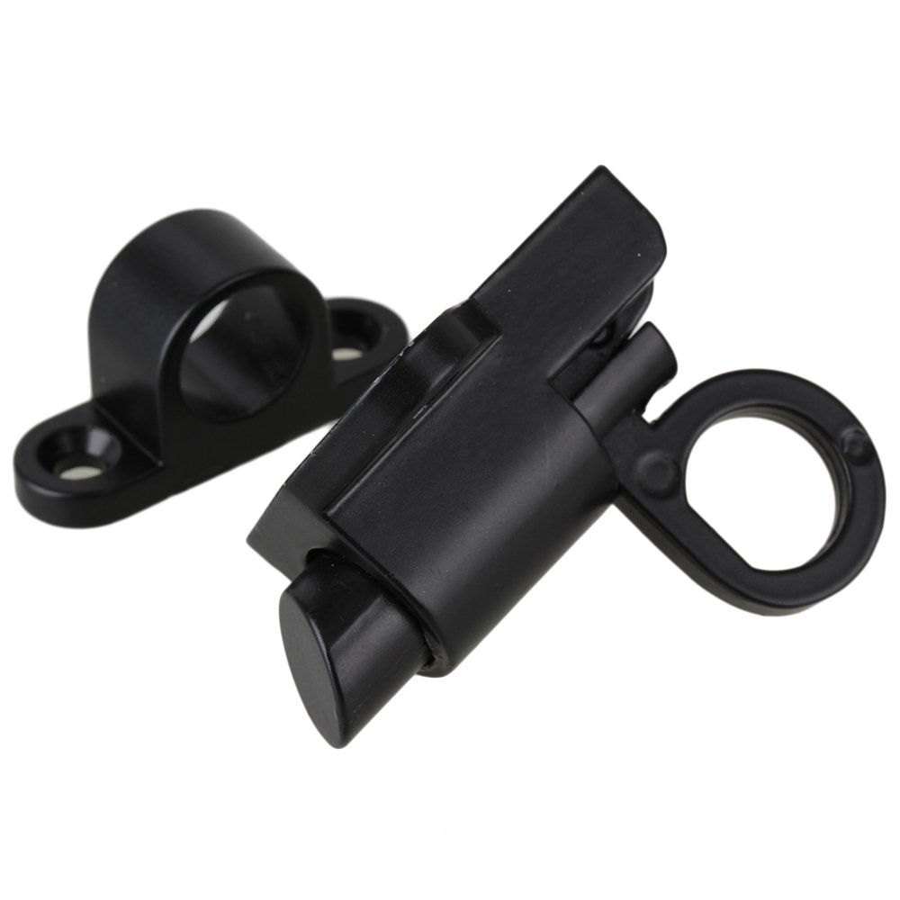 BQLZR Black Aluminum Window Cabinet Pull Ring Spring Load Automatic Door Bolt Latches Lock with Screws, 58 x 44mm/2.28 x 1.73"(L x W) - Image 3