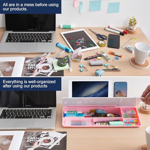 Image of TSJ OFFICE Desktop Whiteboard Dry-Erase-Board - Computer Keyboard Stand White Board Surface Pad with Drawer, Desk Organizers with Accessories for Office, Home, School Supplies - Pink