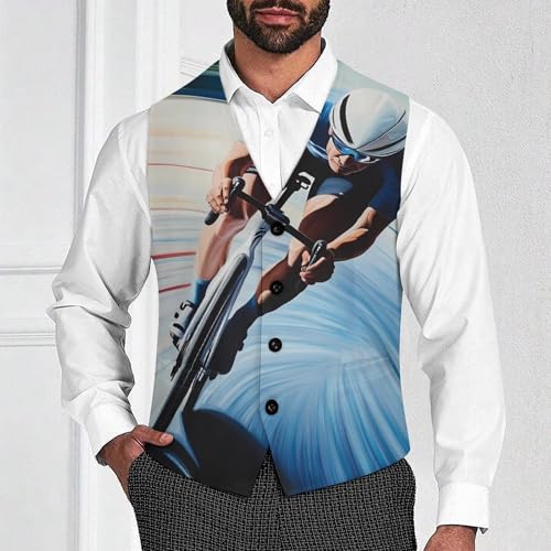 Racing Riding Men's Suit Vests Dress Vest V-Neck Waistcoat Slim Business Formal with Pocket2