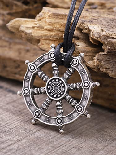 HAQUIL Buddhist Dharma Wheel of Life Dharmachakra Necklace, Buddhist Jewelry Gift for Men and Women4