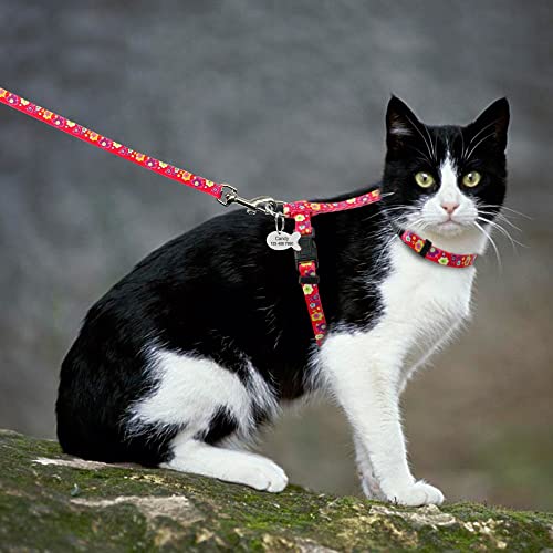 Nylon-Katzen-Welpengeschirr, individuell Bedruckt, zu Fuß, Katzen, Kätzchen, Weste, Haustier-Traktionsgeschirr, Leine-Set mit