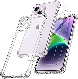 YisrLery Clear Case for iPhone 14 Plus Case Compatible with MagSafe Wireless Charging and 2 Tempered Glass Screen Protector, iPhone 14+ Cover Shockproof Soft TPU Silicone with Camera Protection