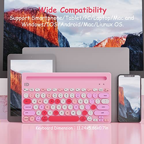 Huo Ji Wireless Keyboard Multi-Device, Bluetooth And 2.4G Dual Mode For Ipad, Switch To 3 Devices For Tablet, Pc, Smart Tv, Cellphone, Ios Android Windows, Pink #TOP2