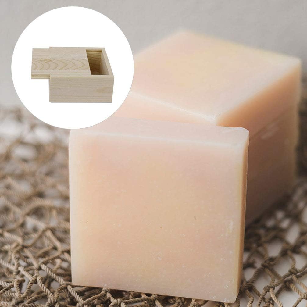 DOITOOL 10Pcs Bamboo Soap Dish Natural Wood Soap Box with Lid, Wooden Unfinished Box Bar Soap Tray Holder Mini Wooden Jewelry Box Wood Craft Boxes