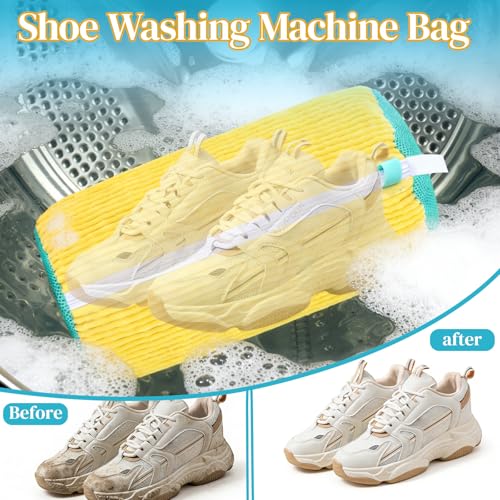 2Pack Shoe Laundry Bags + 2Pack Travel Laundry Bags, Large Bags for Camping & Traveling, Sneaker Washing Machine Bag Laundry Storage & Organization for Home - Image 5