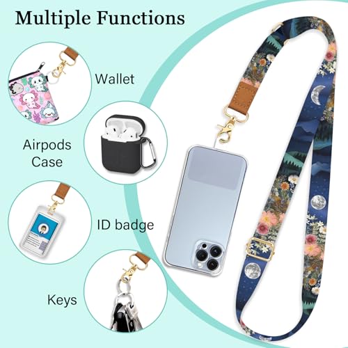 Image of Piefly Cell Phone Lanyard Crossbody Wrist Strap Adjustable for Women Night | Travel Daily Cruise, Around the Neck, Hands-free, Universal, Fit Keys ID badge, Accessories, Compatible with Most Smartphones
