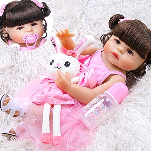 FACAIA Reborn Baby-Puppe, Kinderspielzeug Reborn 23inch 57cm Ganzkörpersilikon Reborn Bebe Doll Kleinkind Mädchen Puppe… – Bild 5