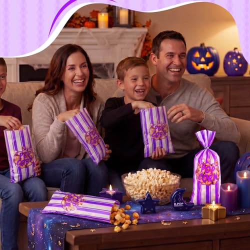 Image of Popcorn Bags Bulk Movie Night Pop Corn Plastic Bags for Popcorn Machine Pop Corn Snack Containers with Twist Ties for Carnival Graduation Party Supplies (Bright,Purple,200 Pcs)