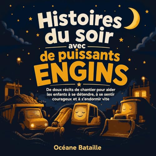 Couverture de Histoires du soir avec de puissants engins : De doux r&eacute;cits de chantier pour aider les enfants &agrave; 