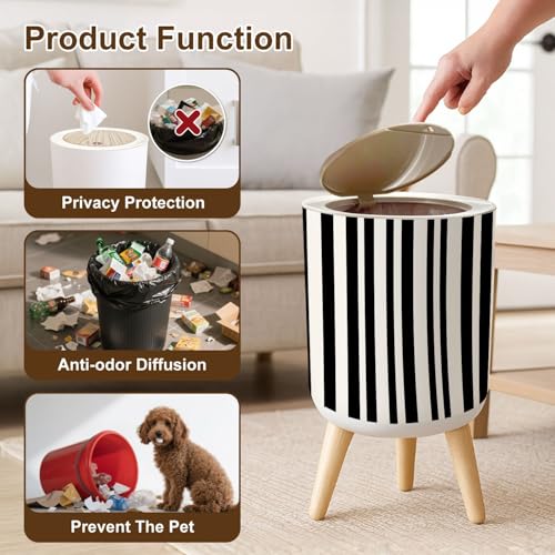 Caneca de basura con tapa y patas 7L blanca y negra miniatura 6