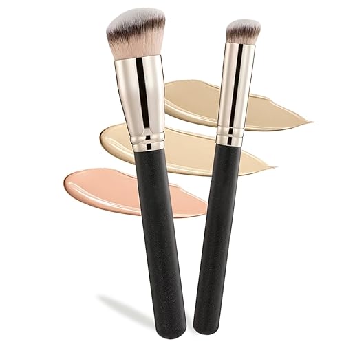 Kabuki - Juego de brochas de base profesional, 2 tamaños, cepillo corrector debajo de los ojos, cepillo corrector impecable, cepillo de contorno,