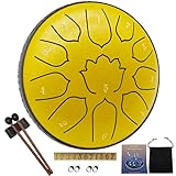 LONCHAN Steel Tongue Drum 11 Notes 6 Inches, Rain Drum for Outside with Bag, Music Book, Mallets, Finger Picks, Stickers – Meditation & Yoga Steel Drum