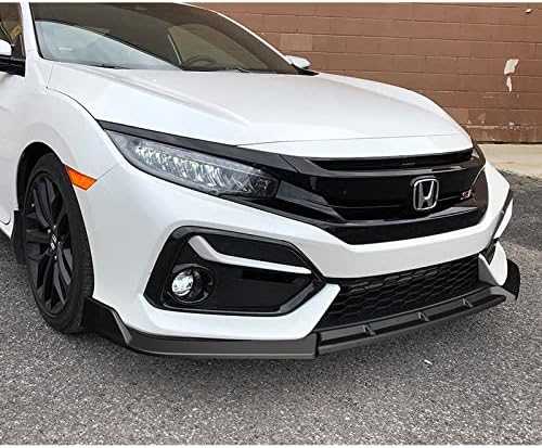 3PCS Front Bumper Lip Kit fit for compatible with 2017-2021 Honda Civic SI, Type-R Style Splitter Trim Protection Spoiler, Air-Dam-Chin-Diffuser (Painted Black)