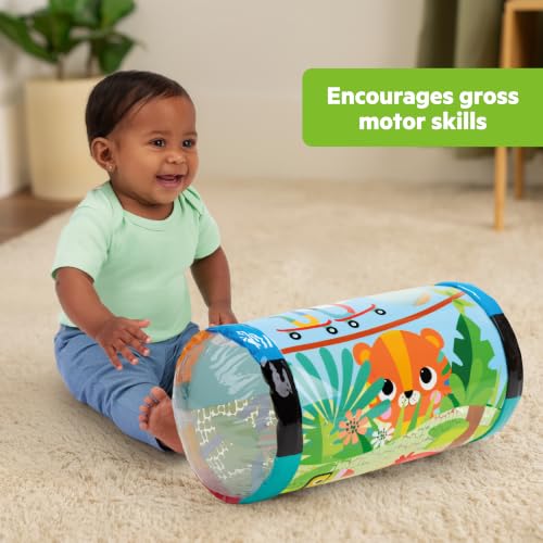Image of Bright Starts Roll-Along Rainforest Baby Toy, Push & Crawl Activity Toy with Rattle Balls, Portable Travel Roller Toy for Infants & Toddlers, Unisex, 0M+