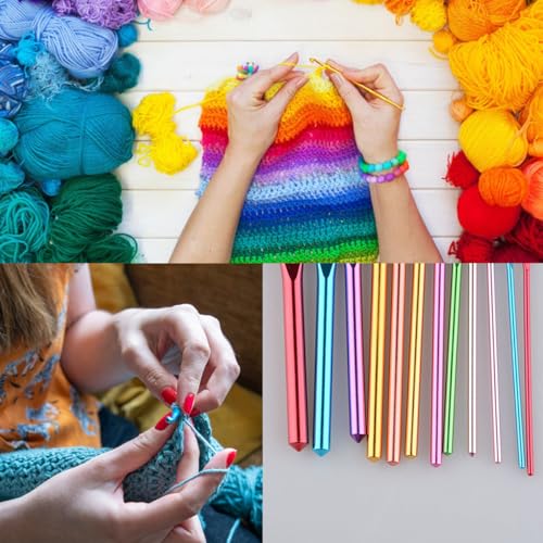 YINVA 59Pcs Crochet Hooks Set 14pcs Aluminum Crochet Hooks 20pcs Crochet Stitch Marker Knitting Accessories Tools with Case Crochet Kits for Beginners Adults 2.0mm-10.0mm - Image 4