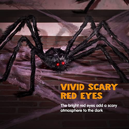 Image of JOYIN 2 Pack 5 Ft Halloween Outdoor Decorations Hairy Black Spider, Scary Giant Spider, Fake Large Haunted House Props, Halloween Yard Lawn Decorations Party Indoor Decor
