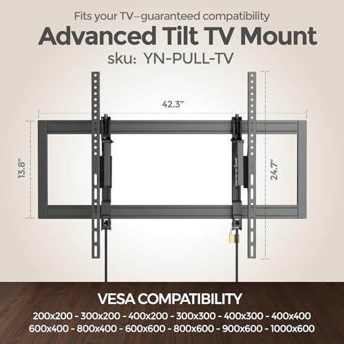 Image of ynVISION.DESIGN Heavy Duty TV Wall Mount for 55 inch-105 inch TVs - 100 Inch TV Mount with Tilt & Swivel - 7 inch Arm Extension for Cable Management & Service - MAX VESA 1000x600, 176lbs, 3 Studs Installation
