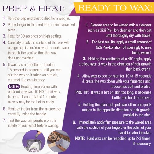 Image of GiGi Microwave Tattoo Hard Wax for Hair Removal - Grapeseed Oil-Infused Safe for Tattoos, No Strips Needed, 8 oz