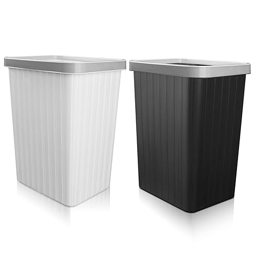 Cubo de basura delgado de 2 galones con anillo de presión, contenedor de basura de plástico para baño, cocina, dormitorio, oficina, paquete de 2