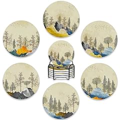 Brown Trees With Golden Gray Mountains Landscape