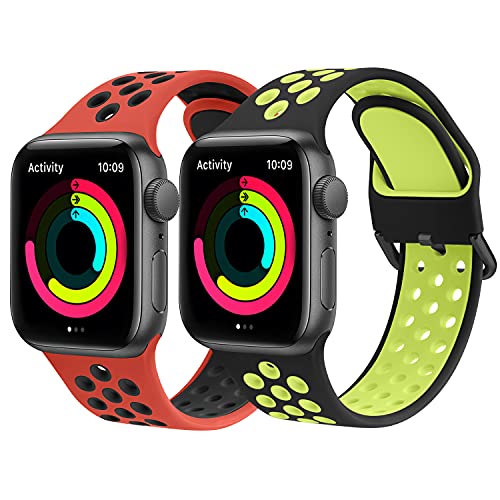 Amzpas Cinturino per Apple Watch 44mm 40mm 38mm 42mm 41mm 45mm, Cinturini Sportiva in Silicone Morbido e Traspirante per Apple Watch Series 7 6 5 4 3 2 1 SE, Cinturino per Donna Uomo