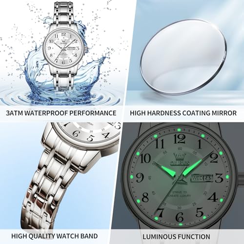Image of OLEVS Watch Women Two Tone Watches for Women with Date Dress Womens Watches for Small Wrists Luxury Easy Read Women's Watch Waterproof Blue /Black /Gold /Silver Dial Reloj para Mujer