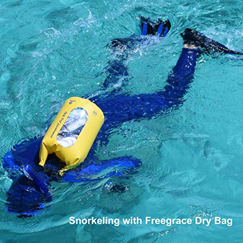 Freegrace Waterproof Dry Bags Set Of 3 Dry Bag With 2 Zip Lock Seals & Detachable Shoulder Strap, Waist Pouch & Phone Case - Can Be Submerged Into Water - For Swimming (Black, 5L) #TOP4