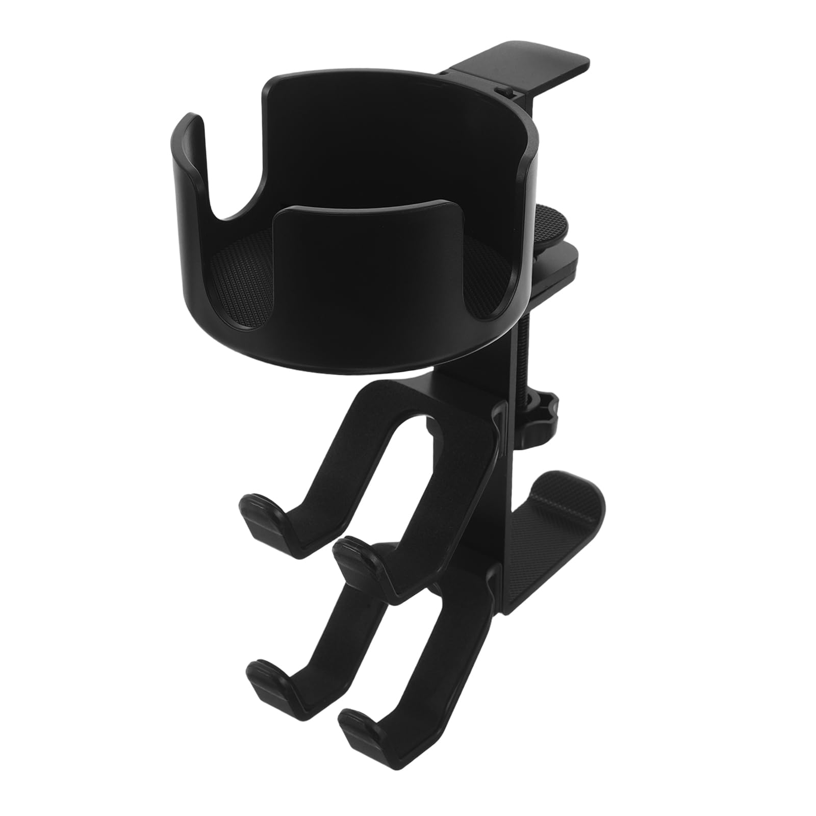 Toddmomy Supporto per Cuffie con Morsetto da Scrivania Nero Multifunzione, Porta Borraccia e Supporto per Controller, Organizer Compatto per Postazioni Gaming e Ufficio