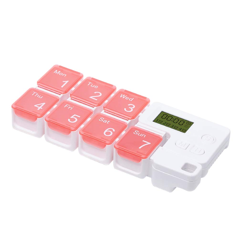 FARUTA Medication Reminder Up to 7 Days to Remind Taking Medication with No Errors Alarm Medication Pill Dispensers Reminder for Home Travel Outdoor Use (Color : 7 Compartments Red)