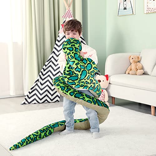 Ikasa Giant Green Snake Stuffed Animal Plush Toy, Cute Jumbo Cobra For Kids & Adults (106 Inches) #TOP3