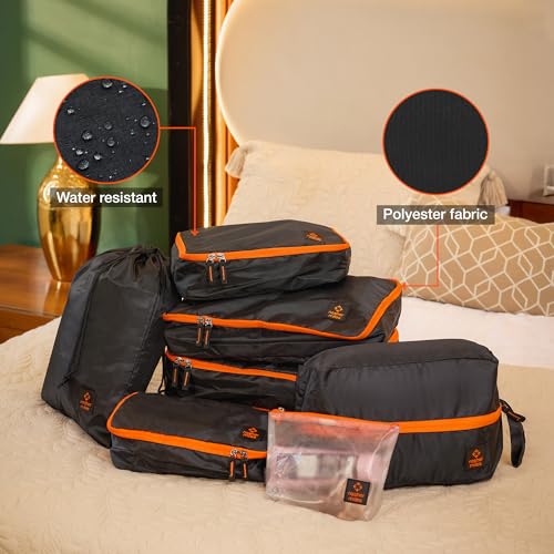 Image of Nasher Miles Packing Cube Set of 7 | Polyester Luggage Travel Organizer with Laundry Bag for Clothes, Shoes & Accessories (Black)