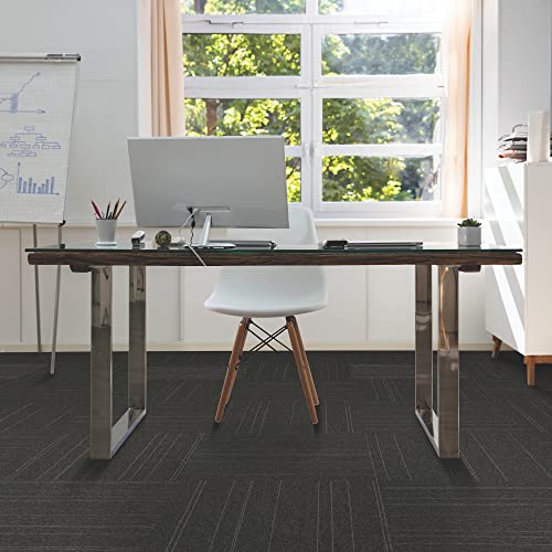 Image of Mohawk Basics 24 inch x 24 inch Berber (Loop pile), 0.07 inch Pile Height, Carpet Tile, PET Fiber, Smoke Color, (24 Tiles), (96 sqft /carton)