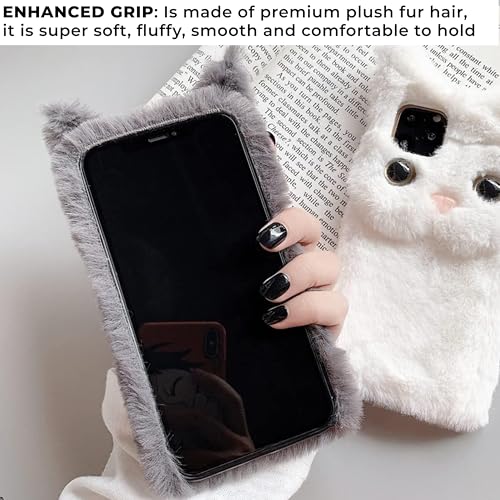 Image of Kraptick iPhone 16 Pro Case - Cute Animal Fur Design Phone Case - Thermoplastic Material Mobile Cover, Durable Protective Phone Cover, Stylish & Lightweight Apple Cover -(Gray)