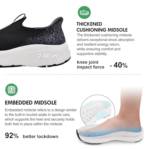 Image of Men Slip in Free up Hands Shoe Wide Toe Box Arch Support Orthopedic Walking