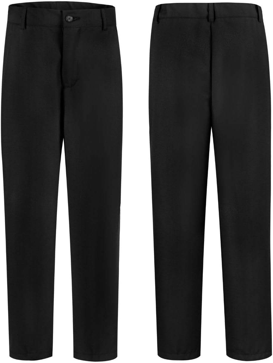 Boys Formal Dress Pants Slim Fit Adjustable Waist Trousers for School Uniform Wedding Party