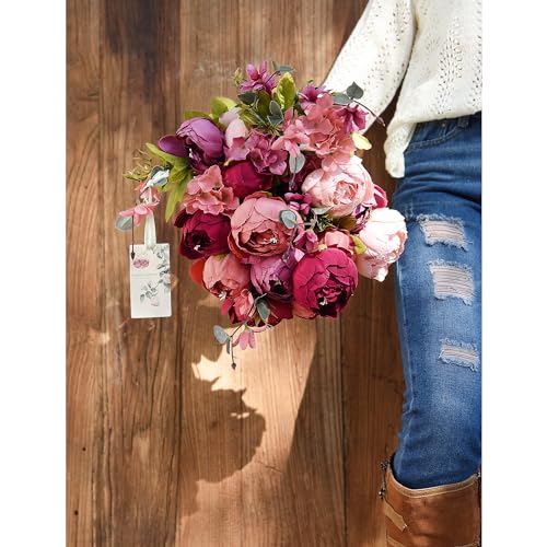 FiveSeasonStuff 2 Bouquet of Peony Silk Artificial Flowers and Hydrangeas/Perfect for Wedding Bridal, Party, Home - Image 4