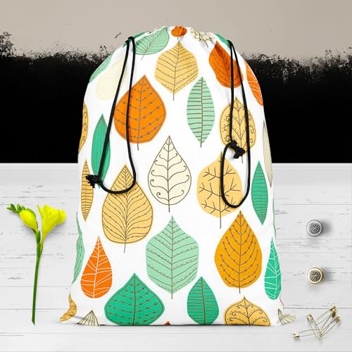 Image of ArtzFolio Leaf Art D1 | Reusable Sack Bag | Bag for Gym, Storage, Vegetable & Travel