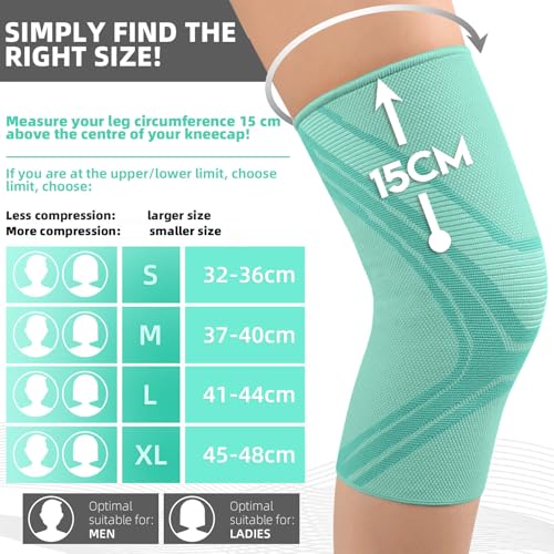 BOODPET Kniebandagen Damen Herren 2er-Pack – Atmungsaktive Kniebandage mit Anti-Rutsch & Gelenkstütze – Knieschoner zur Schmerzlinderung für Fitness, Laufen & Training – Größe L – Farbe Grün