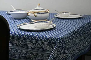 Raghuraj Lifestyle Printed Cotton Dining Table Cloth, Fountain Center Table Cover 150 * 150 cm