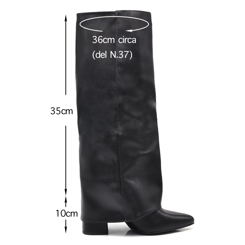 IF FASHION Stivali Alti A Punta Gambale A Ghetta Cownboy Texani Con Tacco Alto Da Donna GA017