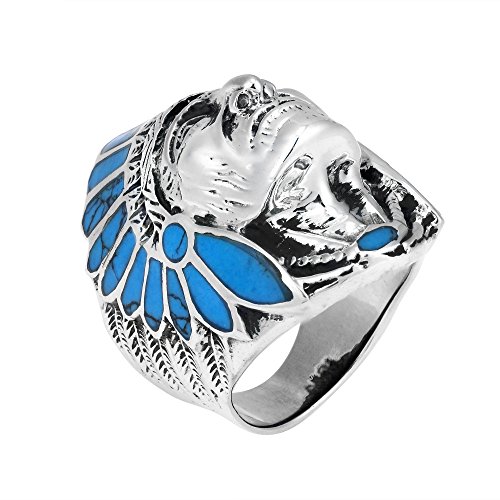 AeraVida Simulated Blue Turquoise Accented Native American Style .925 Sterling Silver Ring | Legant Wedding Rings For Women | Casual Comfort Fit Silver Rings for Women | Gift for Men3