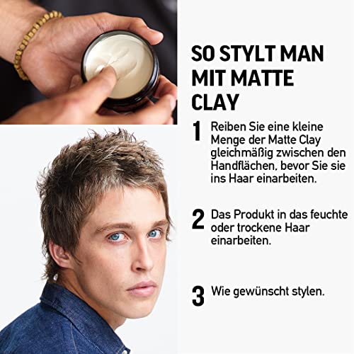 AMERICAN CREW – Matte Clay, 85 g, Stylingclay für Männer, Haarprodukt mit mittlerem bis starkem Halt, Stylingprodukt für optimale Formbarkeit, Struktur & leichten Glanz