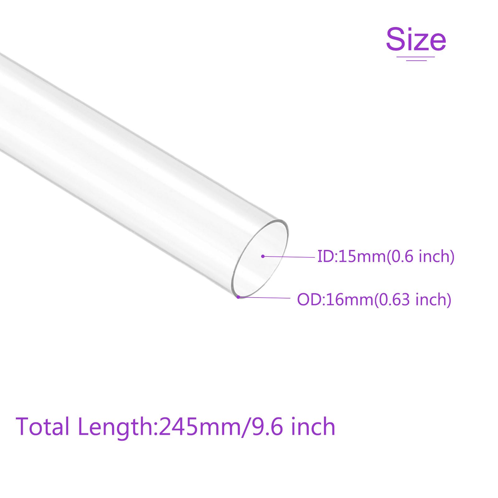 DMiotech 3 szt. 24.4 cm przezroczysta sztywna rura z tworzywa sztucznego 15 mm x 16 mm (5/20.3 cm) rura z poliwęglanu okrągła rura do oświetlenia wodno-kanalizacyjnego