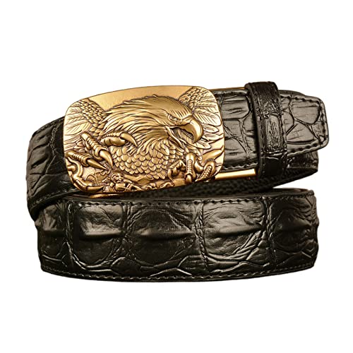 Belt Men,Mens Eagle Gold Buckle Beltautomatic Ratchet Buckle Black for Jeans Belt,Black b,120CM/47.3''