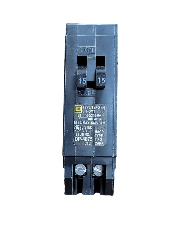 Square D HOMT1515 15 AMP Twin 1 Pole Tandem Circuit Breaker LOT of 2