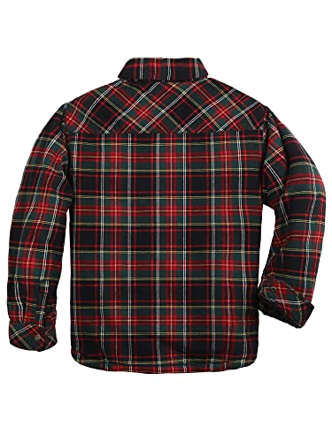 Image of COEVALS CLUB Men's Flannel Shacket Casual Button Snap Sherpa Quilted Lined Premium Jacket Shirts