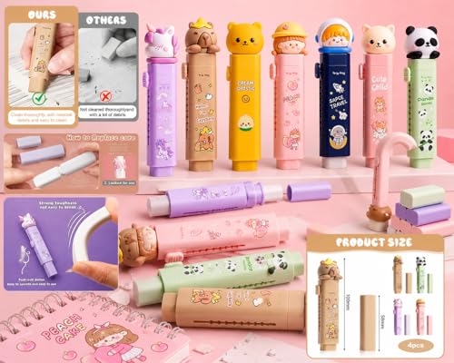 Image of Invite New Cartoon Theme Pencil Box with Push Pull Eraser Set for Kids | Suitcase Style Password Lock Stationery Organizer | School Supplies Gift Combo for Boys & Girls (Lucky Purple + Eraser)