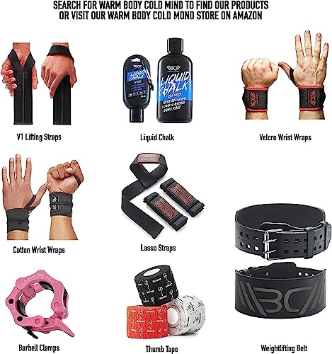 Image of WARM BODY COLD MIND Lasso Lifting Wrist Straps for Cross Training - Rated at 770 lb - Hand Wraps for Olympic Weightlifting, Powerlifting, Weight Lifting, Bodybuilding Strength Deadlift Gym Bar, Cotton