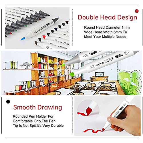 100 Couleurs Marqueurs, Alcool Feutres à Kit Double Pointe Stylo Marqueur, Pour adultes, enfants, artiste, étudiants DIY Art Esquisse, Dessins Animés Peinture,coloriage MH-100W - Image 5