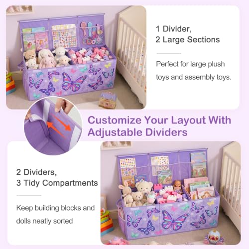 Image of Toy Box with Adjustable Divider Large Toy Chest Storage for Nursery Kidroom